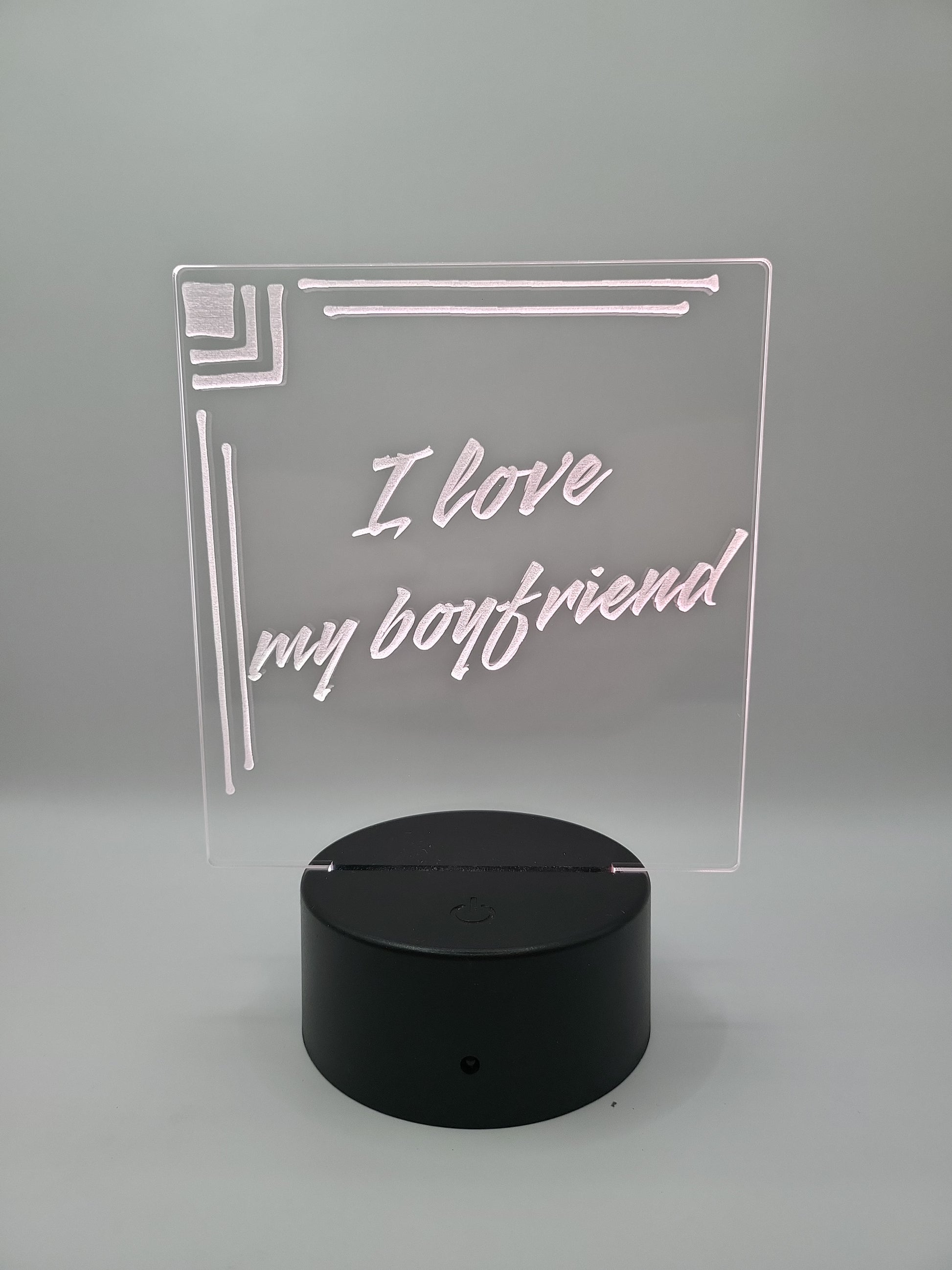 I love my boyfriend acrylic light with color changing base – Same Hearts